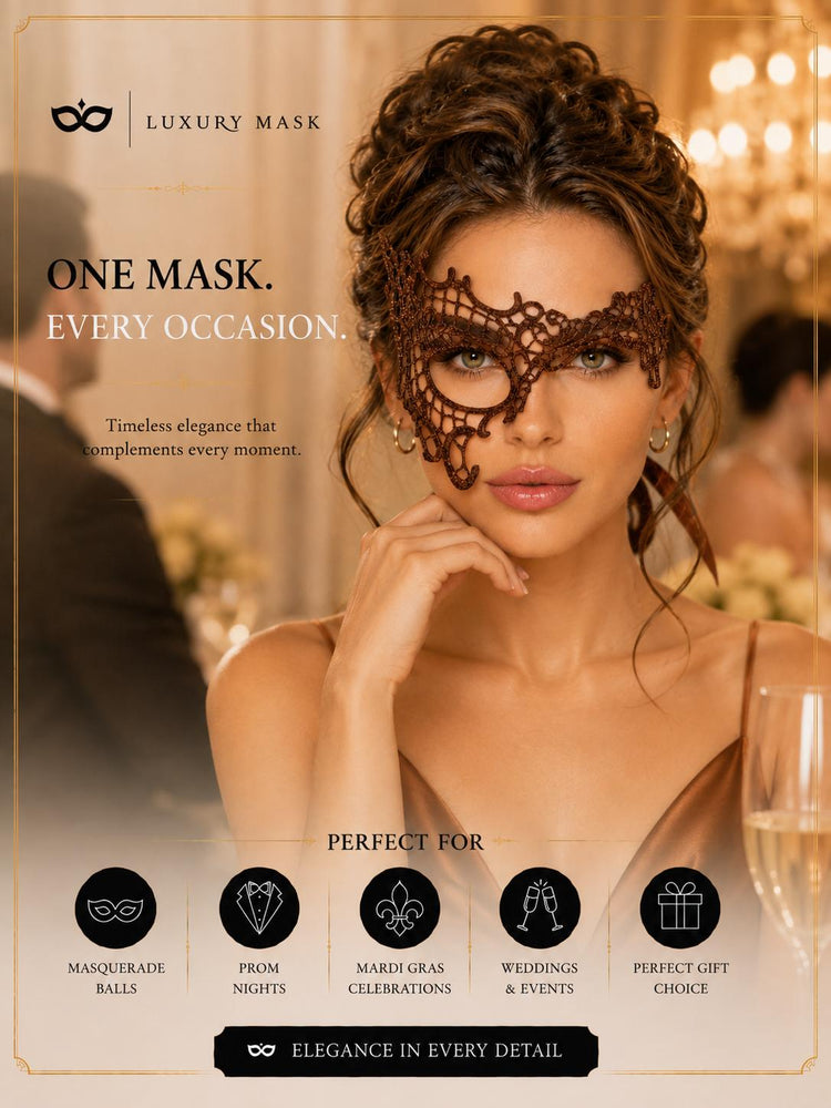 Mocha lace masquerade mask for women product view 5