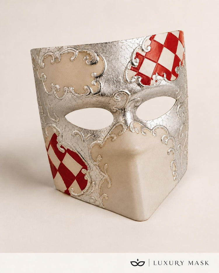 Silver White masquerade mask product view 8