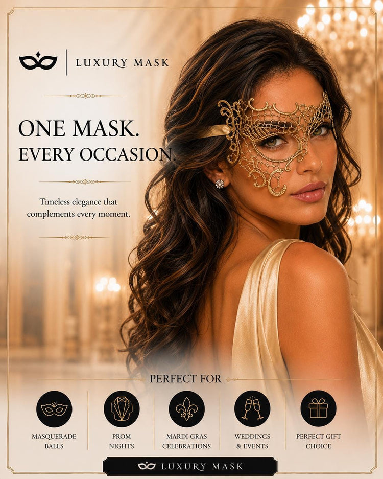 Gold lace masquerade mask for women product view 6