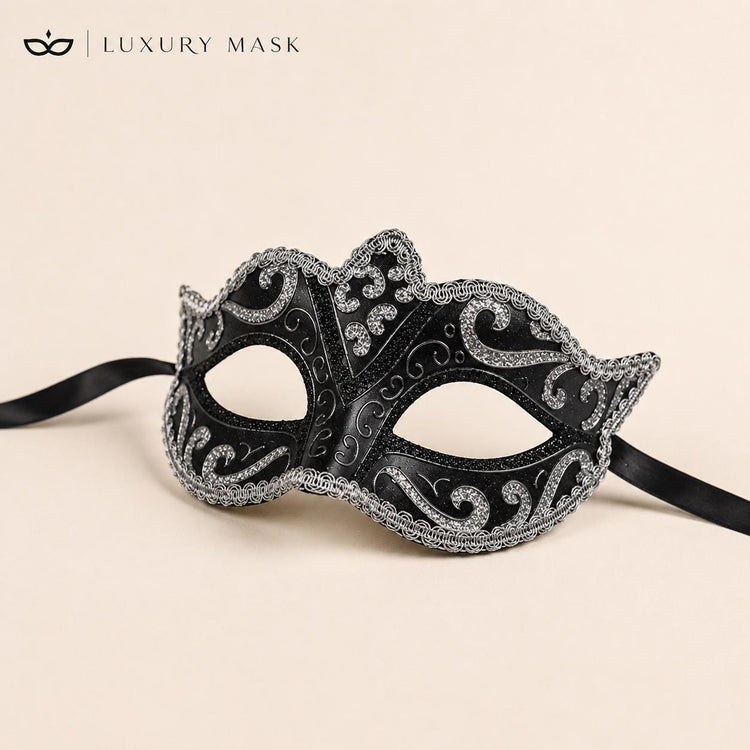 Black Silver masquerade mask for women product view 6