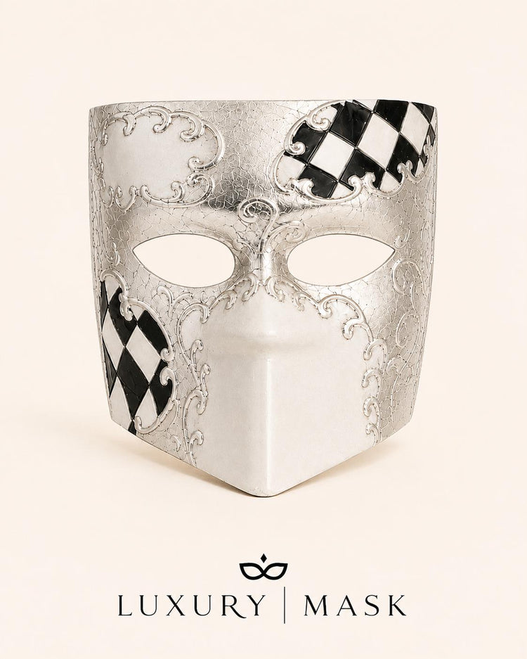 Black Silver masquerade mask product view 8