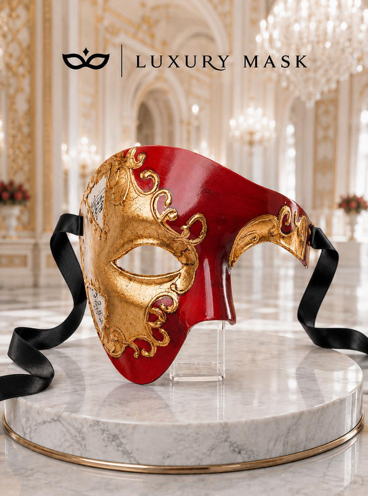 Red Gold Phantom Masquerade Mask for Men