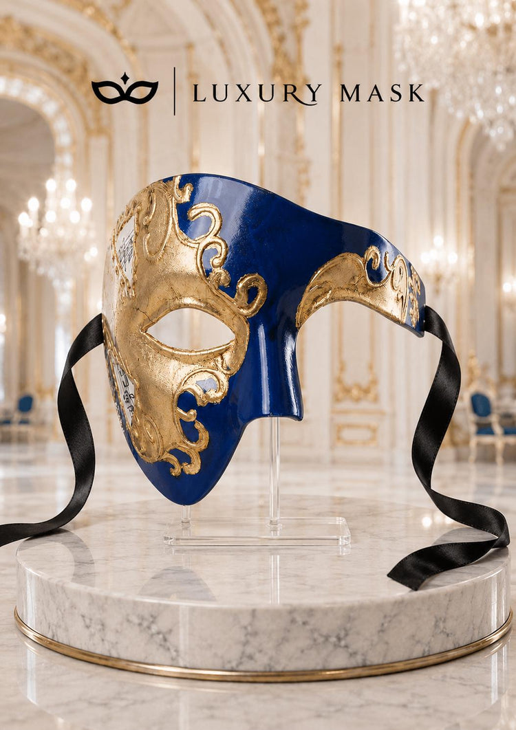 Blue Gold Masquerade Mask