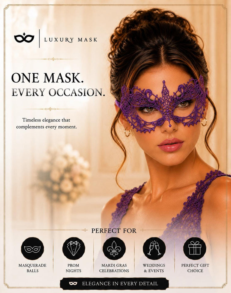 Purple Lace Masquerade Mask for Women product view 7