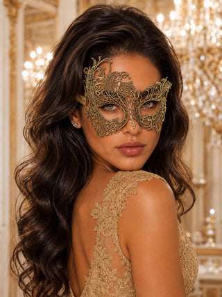 Gold Swan Lace Masquerade Mask for Women - view 2