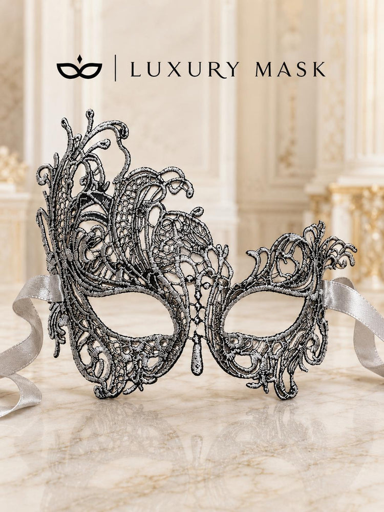 Silver Chrome Swan Lace Masquerade Mask for Women - view 7