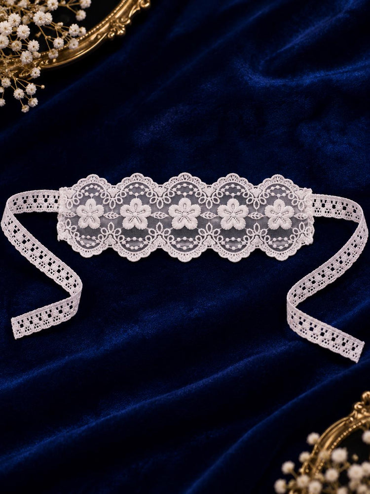 White Sheer Lace Blindfold for Women | Floral Ribbon Tie Eye Mask for Boudoir, Bridal Night, Honeymoon & Romantic Wear - product view 6