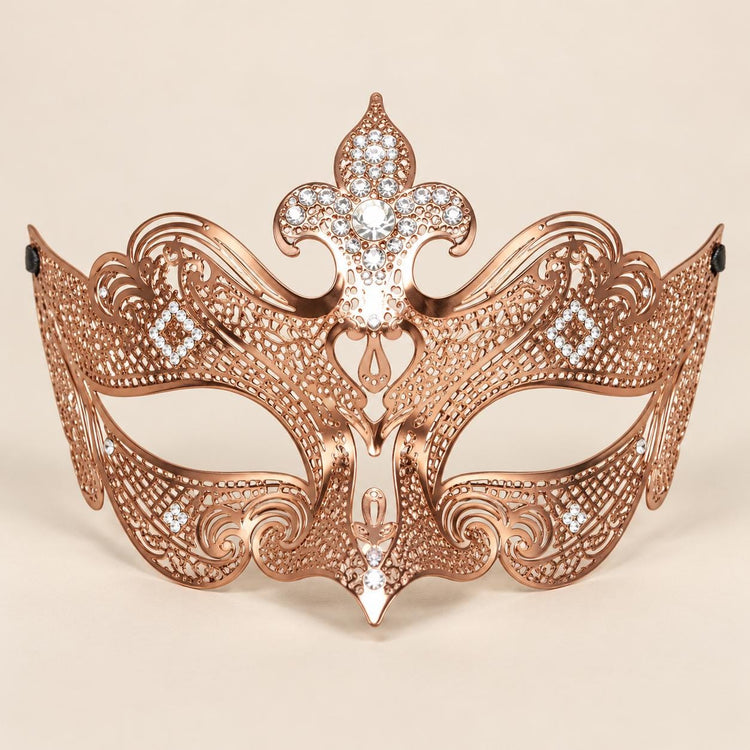 Rose Gold Crown Masquerade Mask with Clear Rhinestones for Women - image 5