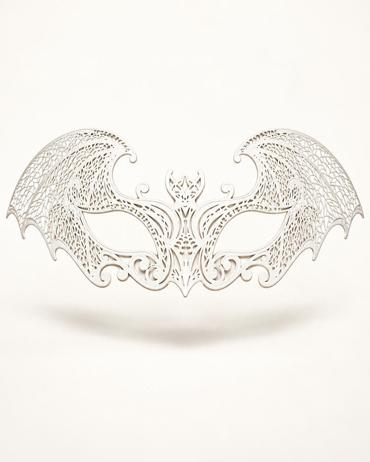 White Bat Wing Masquerade Mask for Women, Halloween Costume Eye Mask for Parties - product photo