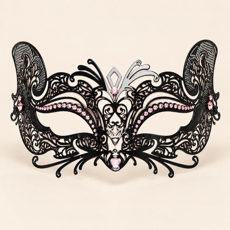 Black Butterfly Masquerade Mask with Pink Rhinestones for Women - image 5