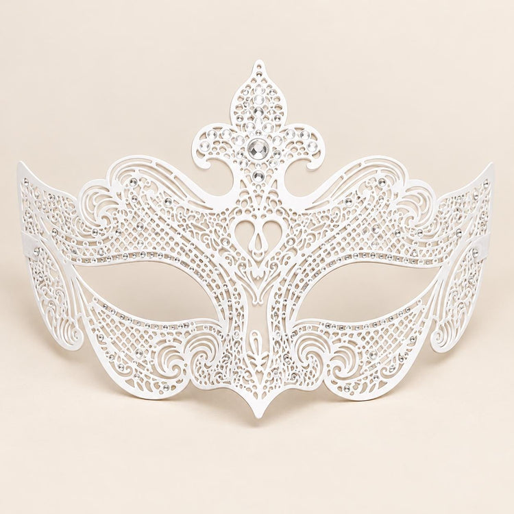 White Crown Masquerade Mask with Clear Rhinestones for Women - image 5