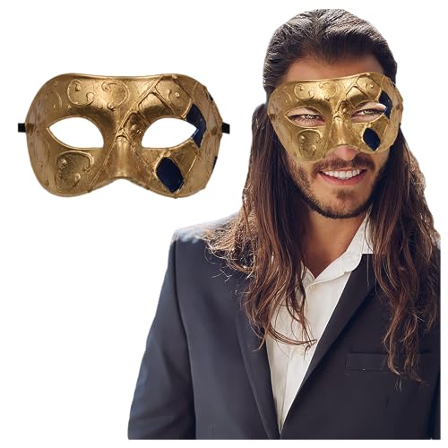 Masquerade Mask for Men - Antique Look Mask for Halloween, Venetian Party, Masquerade Party, Mardi Gras, & Prom