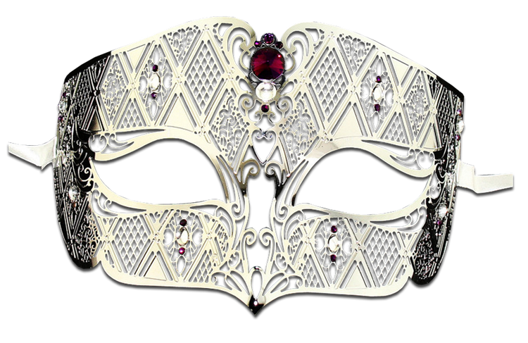 SILVER Series Diamond Design Laser Cut Venetian Masquerade Mask - Luxury Mask - 7