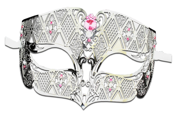 SILVER Series Diamond Design Laser Cut Venetian Masquerade Mask - Luxury Mask - 6