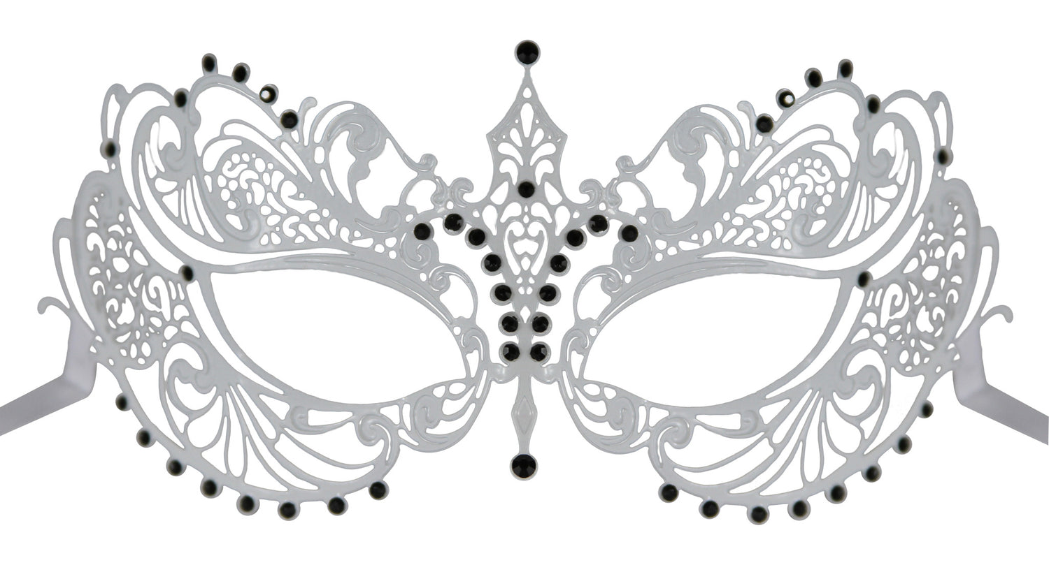 WHITE Series Laser Cut Metal Venetian Pretty Masquerade Mask - Luxury Mask - 7