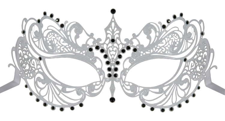 WHITE Series Laser Cut Metal Venetian Pretty Masquerade Mask - Luxury Mask - 7