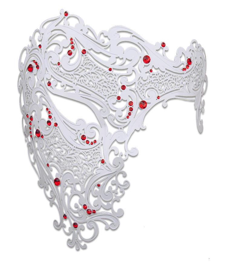 WHITE Series Signature Phantom Of The Opera Half Face Mask - Luxury Mask - 2