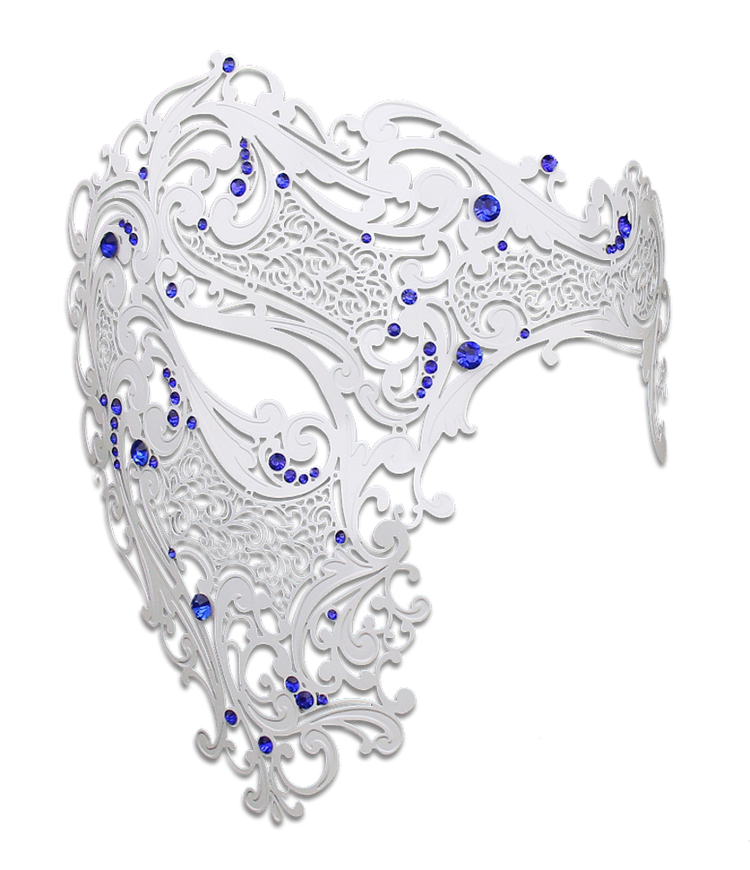 WHITE Series Signature Phantom Of The Opera Half Face Mask - Luxury Mask - 3