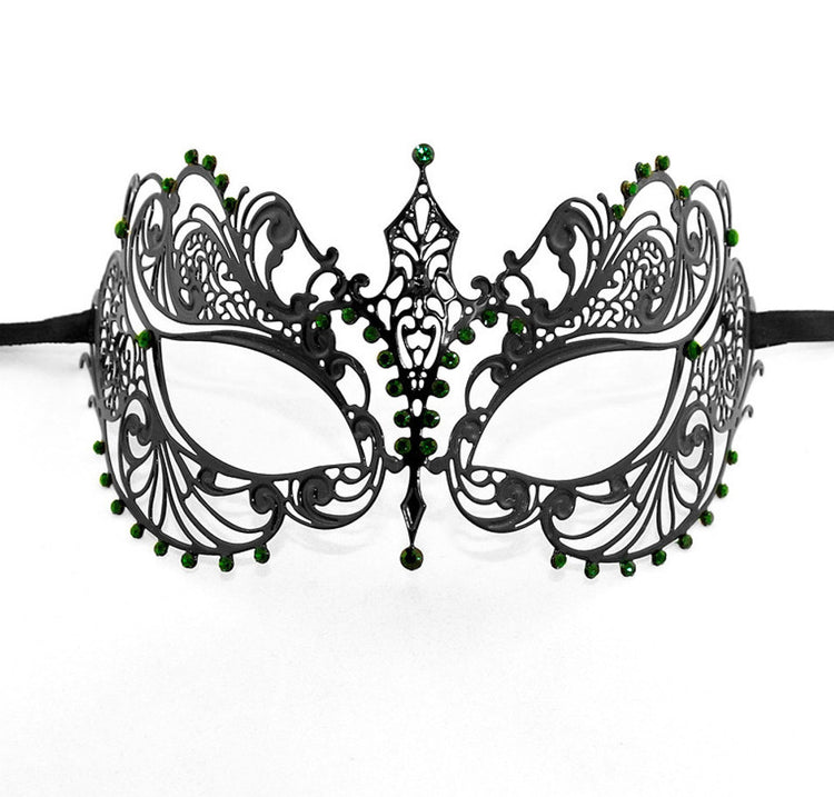 BLACK Series Laser Cut Metal Venetian Pretty Masquerade Mask - Luxury Mask - 6