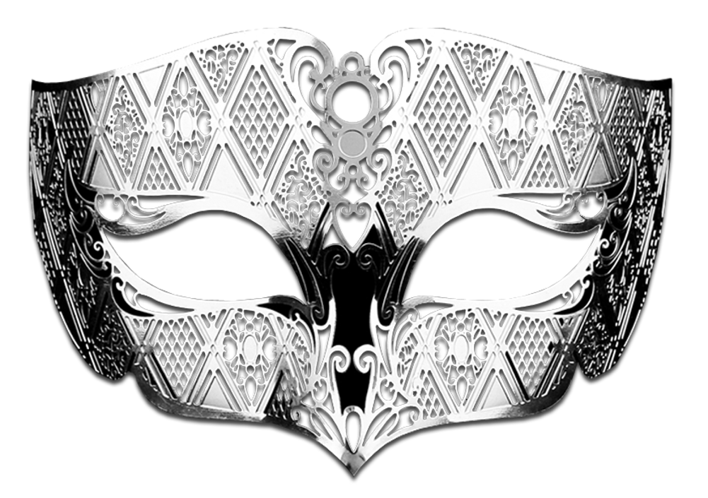 SILVER Series Diamond Design Laser Cut Venetian Masquerade Mask - Luxury Mask - 5