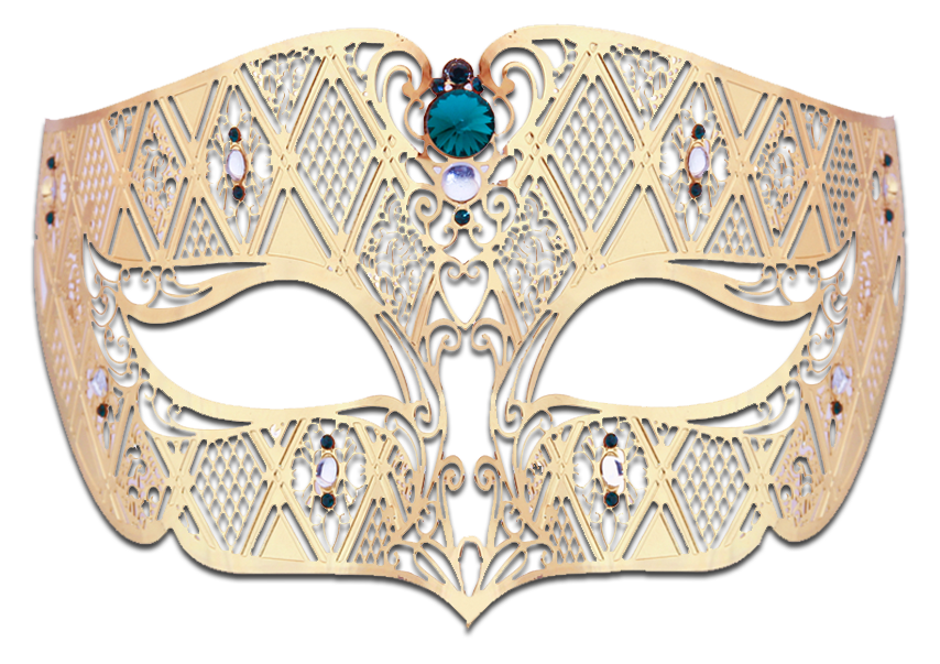 GOLD Series Diamond Design Laser Cut Venetian Masquerade Mask - Luxury Mask - 8
