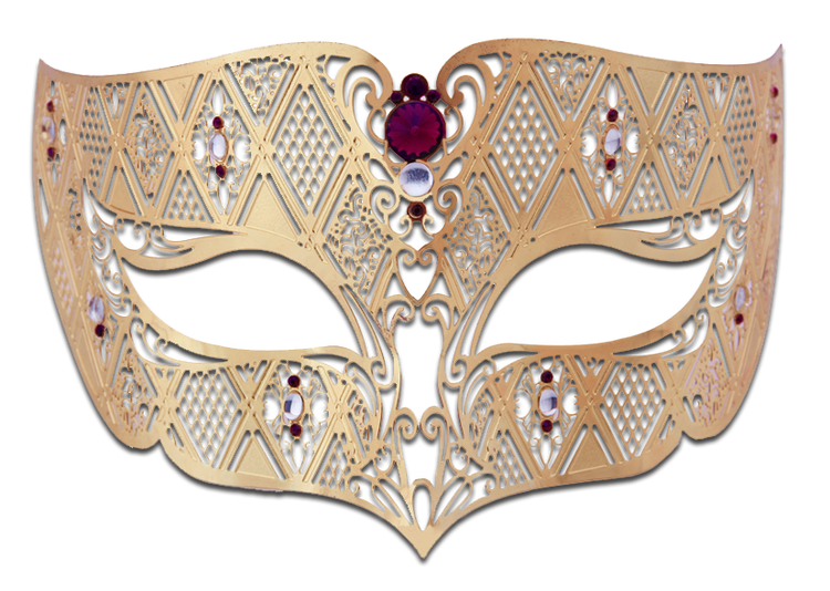 GOLD Series Diamond Design Laser Cut Venetian Masquerade Mask - Luxury Mask - 6