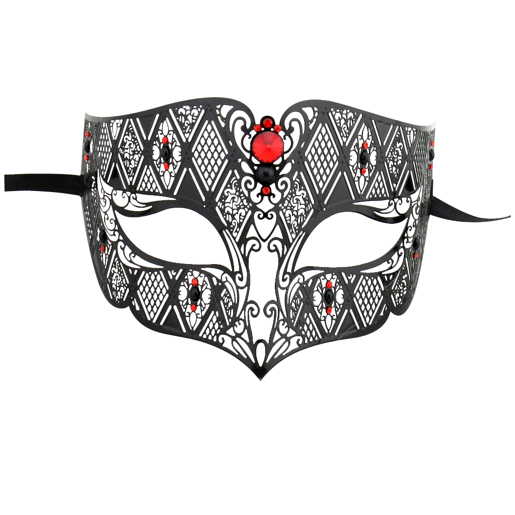 BLACK Series Diamond Design Laser Cut Venetian Masquerade Mask - Luxury Mask - 3