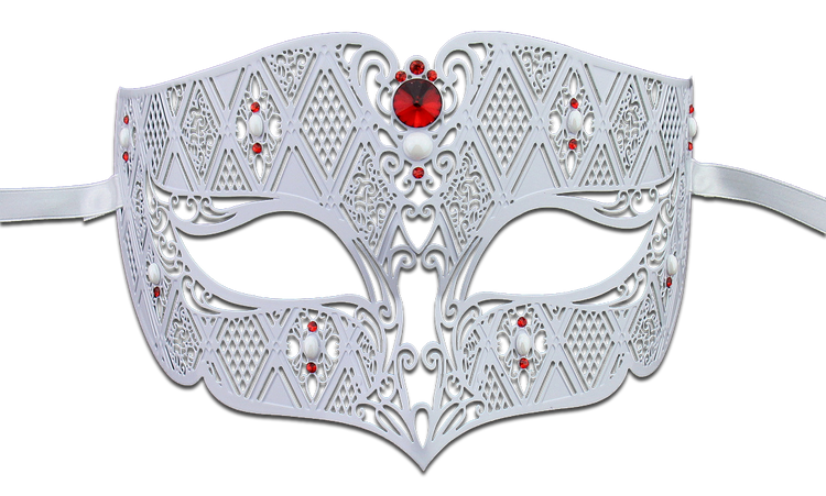 WHITE Series Diamond Design Laser Cut Venetian Masquerade Mask - Luxury Mask - 3