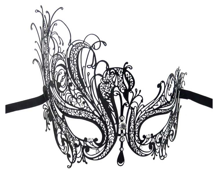 BLACK Series Swan Metal Filigree Laser Cut Womens Masquerade Mask - Luxury Mask - 2