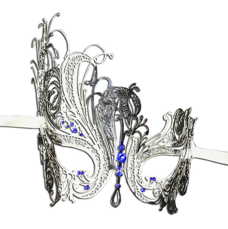 SILVER Series Swan Metal Filigree Laser Cut Venetian Masquerade Mask - Luxury Mask - 4