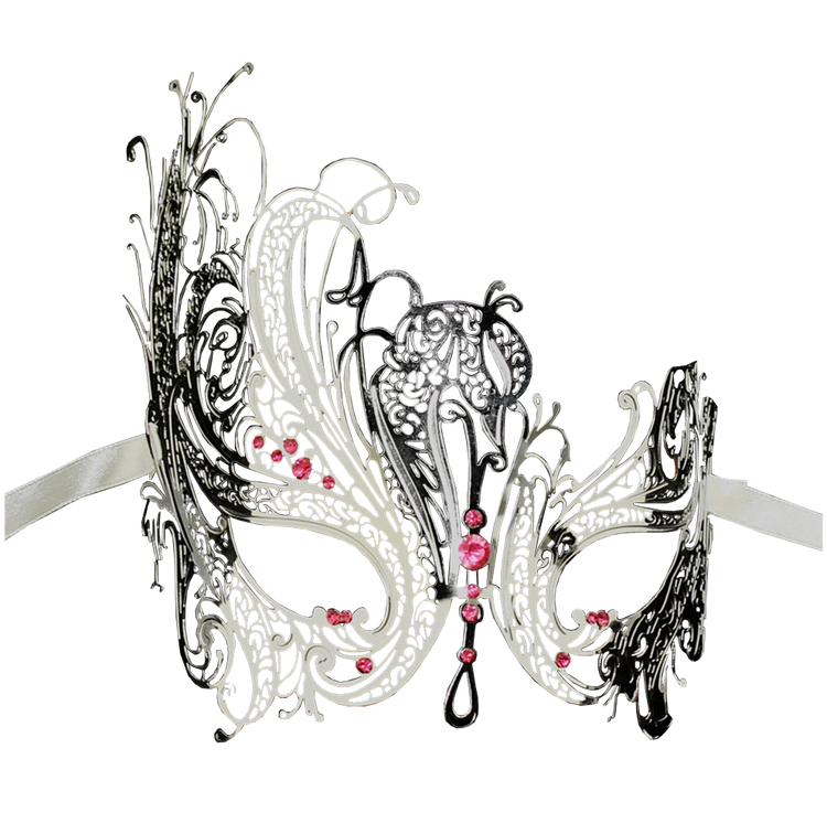 SILVER Series Swan Metal Filigree Laser Cut Venetian Masquerade Mask - Luxury Mask - 6