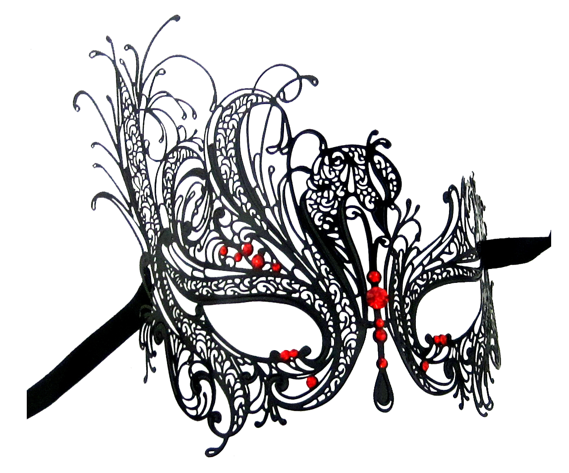 BLACK Series Swan Metal Filigree Laser Cut Womens Masquerade Mask - Luxury Mask - 3