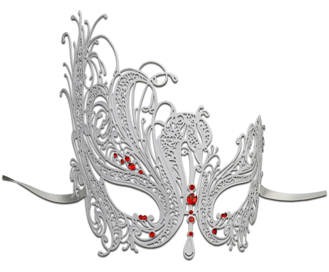 WHITE Series Swan Metal Filigree Laser Cut Venetian Masquerade Mask - Luxury Mask - 3