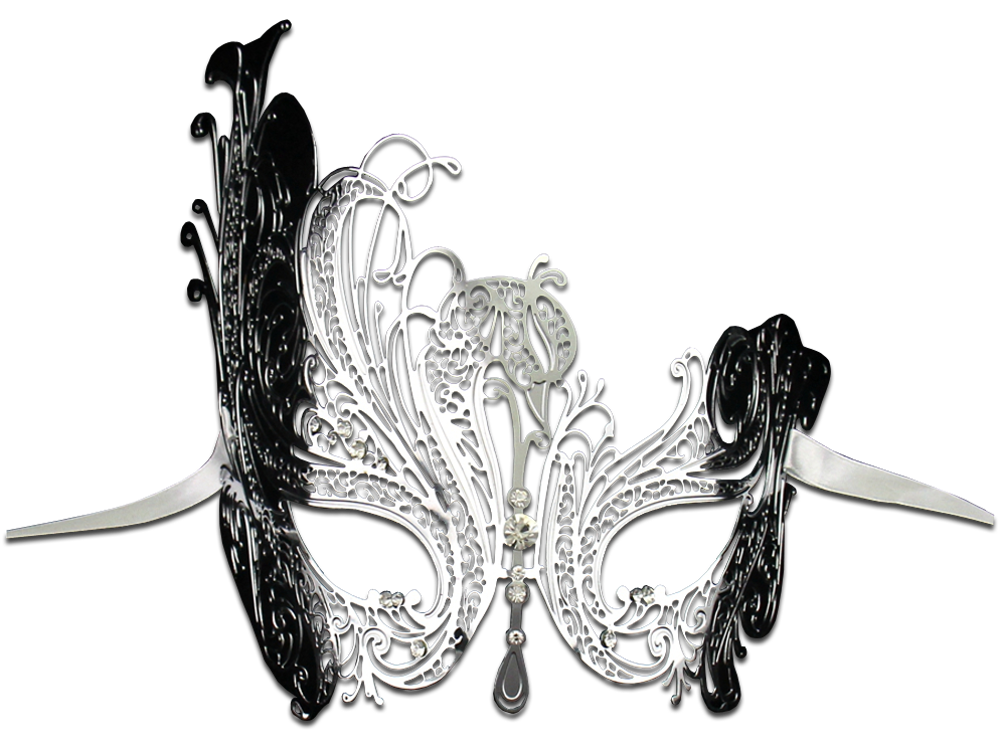 SILVER Series Swan Metal Filigree Laser Cut Venetian Masquerade Mask - Luxury Mask - 2
