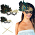 Turquoise Feather Silver Theme Lace Masquerade Mask for Women | Feather Masquerade Masks with Peacock Feathers | Elegant Costume Accessory