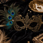 Gold peacock feather masquerade mask for women product view 4