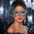 Silver peacock feather masquerade mask for women