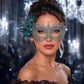Silver peacock feather masquerade mask for women