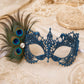 Blue peacock feather masquerade mask for women product view 3