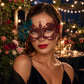 Red peacock feather masquerade mask for women product view 4