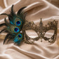 Gold peacock feather masquerade mask for women product view 2