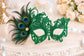 Green peacock feather masquerade mask for women product view 3