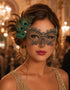 Black Gold peacock feather masquerade mask for women