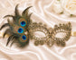 Black Gold peacock feather masquerade mask for women product view 3