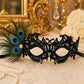 Black peacock feather masquerade mask for women product view 2