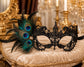 Black peacock feather masquerade mask for women product view 2