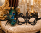 Black peacock feather masquerade mask for women product view 2