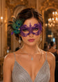 Purple peacock feather masquerade mask for women product view 4
