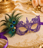 Purple peacock feather masquerade mask for women product view 3