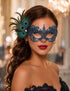 Blue peacock feather masquerade mask for women
